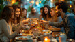 © Wayan - A Joyous Gathering of Friends Enjoying a Delicious Meal Together in a Warm Setting
