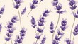 © LuvTK - A minimalistic pattern of lavender sprigs in soft purple tones, each stem meticulously detailed, scattered randomly on a matte cream surface, hd quality, clean and elegant style. --ar 16:9 --tile