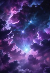 Wall Mural - cosmic clouds of purple and blue with twinkling stars and a sense of movement, cloud, flowing