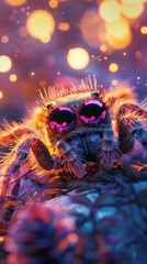 Wall Mural - captivating arachnid a surreal macro close up of a spider s mesmerizing eyes and vibrant colors this