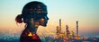 © Itsaree  - A silhouette of an industry worker in double exposure