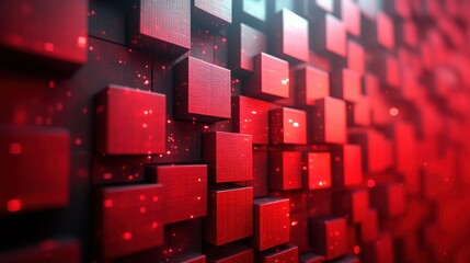 Wall Mural - abstract 3d render red geometric background with cubes motion design seamless looped animatio