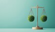© Natalia - consumer trends concept. A conceptual art piece depicting a balance scale with profit and planet on equal sides, consumer trends market sustainability, symbolic sustainability balance