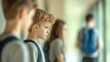 © Chanwit - Children in thoughtful reflection school hallway emotional portrait bright environment side view childhood experiences