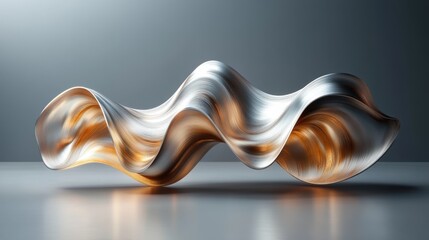Wall Mural - abstract gold wavy shape 3d rende