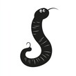 © lestari - Cartoon black worm with stripes, eyes and tongue.