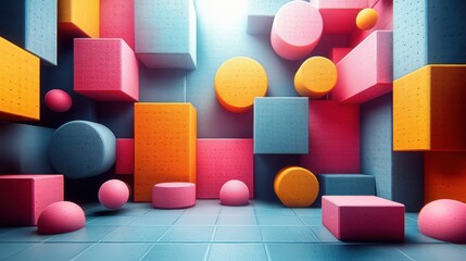 Wall Mural - geometric colorful composition 3d rende