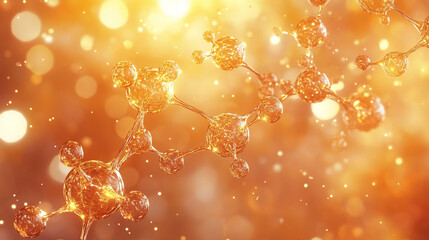 Wall Mural - abstract medical technology background featuring an orange color scheme with 3D rendering, symbolizing innovation in medicine. The bright tones of white, gold, and silver evoke progress and transforma