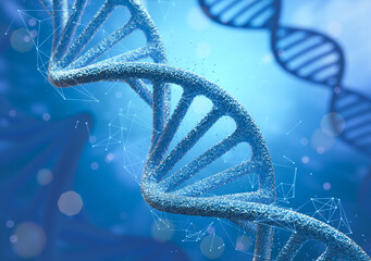 Wall Mural - dna double helix spiral molecule structure 3d illustration.