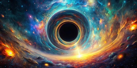 Wall Mural - Cosmic Black Hole A Celestial Tapestry of Nebulae and Stellar Dust