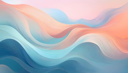 Leinwandbilder - An background abstract gradient with pastel tones of blue and peach, featuring subtle waves