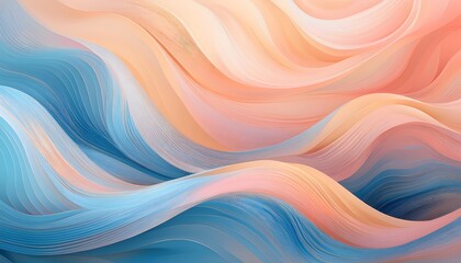 Leinwandbilder - An background abstract gradient with pastel tones of blue and peach, featuring subtle waves