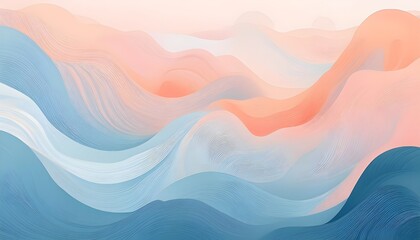 Leinwandbilder - An background abstract gradient with pastel tones of blue and peach, featuring subtle waves