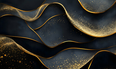 Wall Mural - Luxurious golden background with satin drapery. 3d illustration, 3d rendering