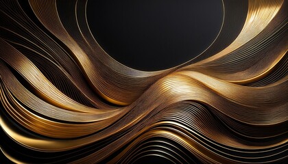 Wall Mural - Abstract gold and black waves. Luxurious design.