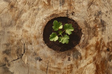 Canvas Print - Small sprout growing in a tree stump.