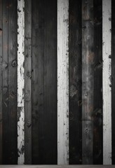 Wall Mural - Weathered wood planks on black and white textured wall, grey, natural