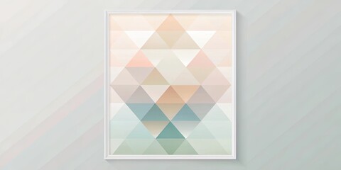 Wall Mural - Abstract Geometric Pastel Triangle Wall Art in a White Frame