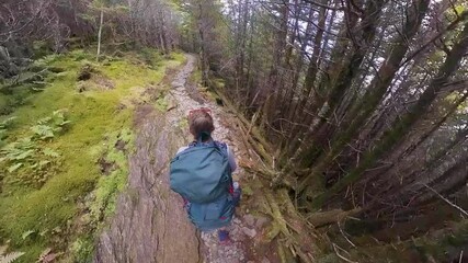 Wall Mural - Woman Backpacks in High Smokies Elevations to LeConte Lodge