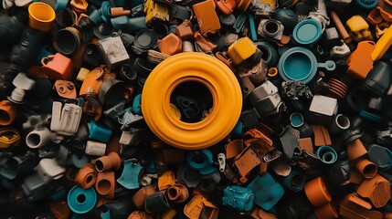 Aufkleber - Colorful Assortment of Industrial Components for Creative Design Projects : Generative AI