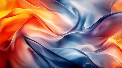 Poster - Abstract fluid art featuring dynamic swirling orange and blue waves in vibrant harmony : Generative AI