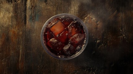 Poster - Iced drink on rustic wood.