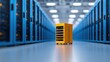 © Herlita - Yellow server stands alone in a blue server room