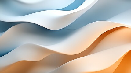 Leinwandbilder - Abstract Flowing Waves in Soft Pastel Colors Blue and Orange Background : Generative AI