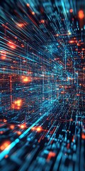Aufkleber - Futuristic Digital Network with Speeding Data Particles in a Cyber Space Environment : Generative AI
