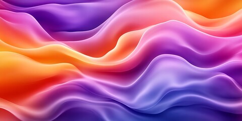 Aufkleber - Vibrant Waves of Color in Abstract Digital Art with Gradient Orange Purple : Generative AI
