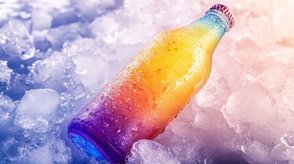 Poster - Rainbow bottle chilling on ice.