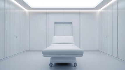 Wall Mural - Modern Medical Room with Minimalist Design Featuring an Examination Table and Sleek White Walls and Lighting Ideal for Healthcare and Clinical Settings