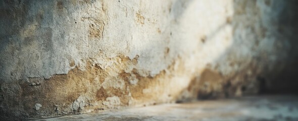 Poster - Weathered wall with peeling paint and light.
