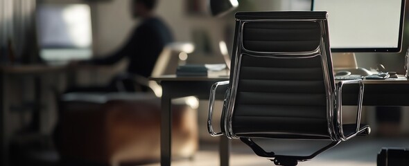 Poster - Office chair with person working at desk.