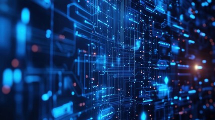 Abstract Digital Circuitry Network Data Flow Visualization Futuristic Technology Background