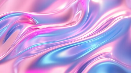 Wall Mural - vibrant abstract background illustration with shiny pink and blue wavy surfaces, colorful fluid patt