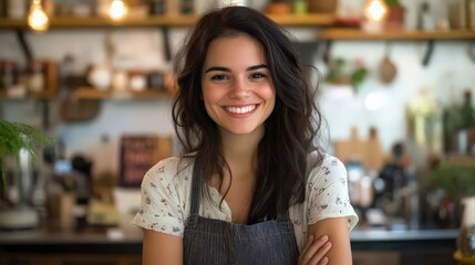 Wall Mural - a woman researcher integrates iot in retail, improving inventory management and customer experiences