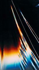 Wall Mural - old film overlay. distressed foil. glitch flare. blue orange color light glow dust scratch stripes d