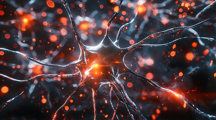 Canvas Print - A close up of a brain with many neurons