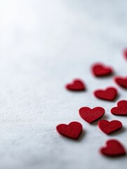 Wall Mural - Red Hearts on White Surface