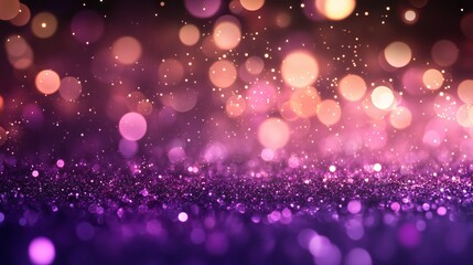 Wall Mural - defocused purple and pink glitter vintage string lights background with soft bokeh effect for creati
