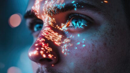 Wall Mural - a man advertising strategist uses ai-generated art, enhancing campaigns with cutting-edge visuals