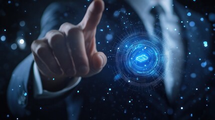 Wall Mural - digital transformation: businessman interacting with cloud computing interface