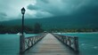 © akhmad - Serene Pier on a Tropical Island under a Stormy Sky