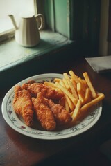 Wall Mural - Fried Chicken and French Fries