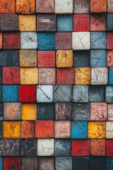 Poster - Close-up of wooden wall with colorful planks