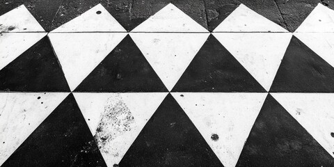 Canvas Print - Black and White Checkered Floor with Red Umbrella