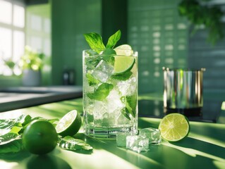 Poster - Glass with Ice and Lime