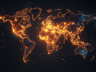Wall Mural - Nighttime world map