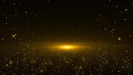 Golden shiny frame magic stardust floor. for Oscar award ceremony event. Beautiful luxury light sparkling particles glitter. Elegant Anniversary. Event Backdrop. Grand Celebration Invitation Card.